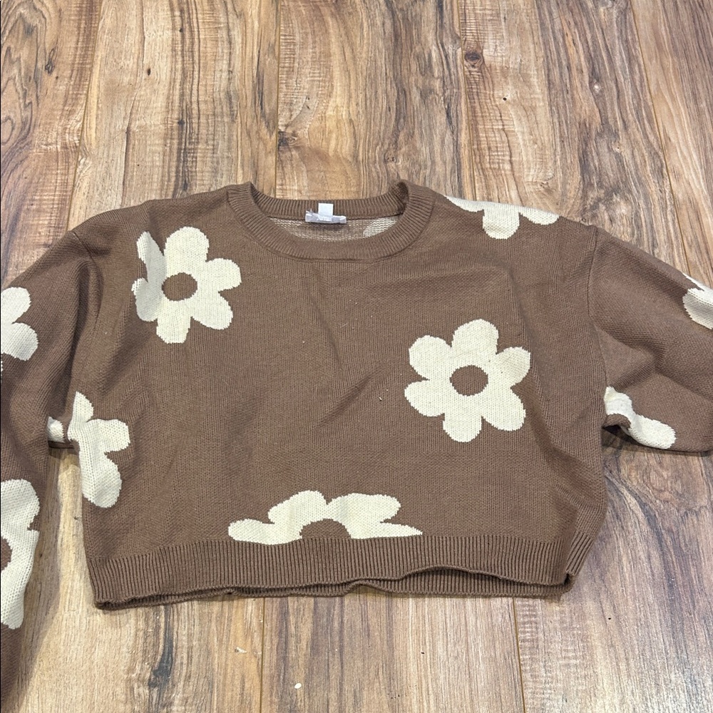 Brown Floral Sweater